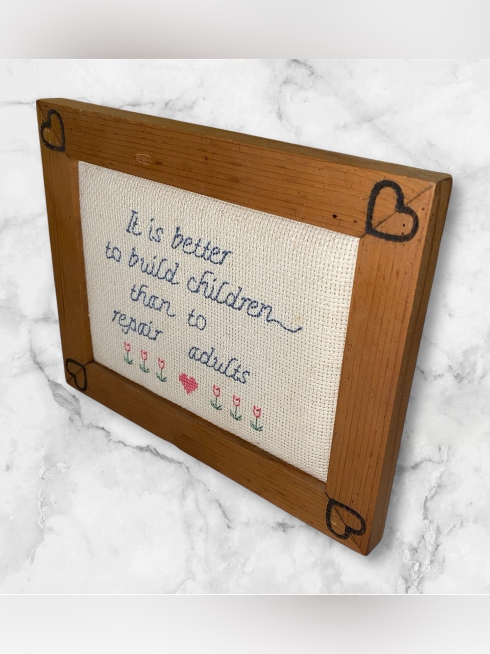 Hand-Embroidered Needlepoint quote - Picture 2 of 6